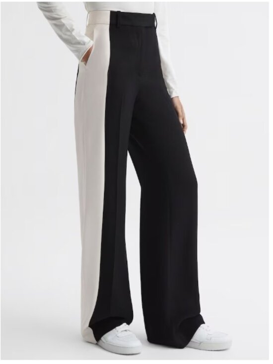 Reiss Pants - Reiss Saffron Contrast Side Wide‑Leg Trousers Black Size US-0 NWT